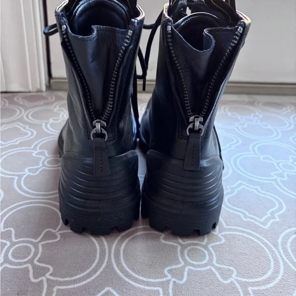 Ecco Women's Black Lace-Up Combat Boots - Picture 2 of 4